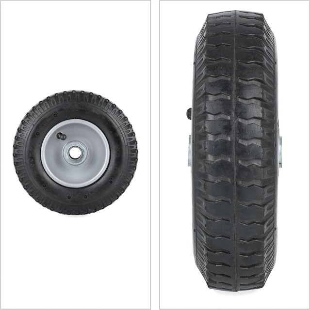 Relaxdays 2er Set Schubkarrenrad aus Gummi und Stahl in Schwarz, Durchmesser: 22 cm, Breite: 7,5 cm - Bild 1