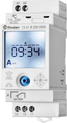 Finder Zeitschaltuhr 12.61.8.230.0000-5 für Hutschiene mit Wochenprogramm, 230 V/AC und 230 V/DC, Farbe: Weiß - Bild 1