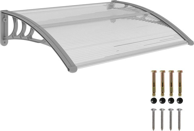 Outsunny Vordach für Haustür aus Polycarbonat in Silber, B: 75 cm, H: 23 cm, T: 100 cm - Bild 1