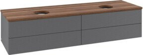 V&B Waschtischunterschrank Antao mit Frontstruktur und Beleuchtung, Anthrazit lackiert, B: 160 cm, T: 50 cm - Bild 1
