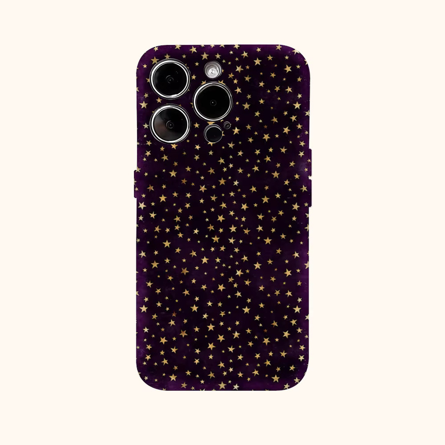 Potdemiel Handyhülle Golden Stars für iPhone 17AIR 16E 16 15 14 13 12 11 17 Pro Max Plus mit doppelschichtiger Rückseite in Purple - Bild 2