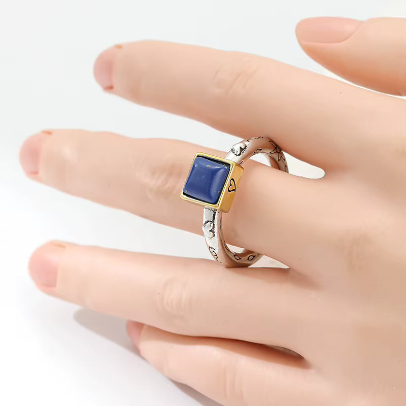 YoYo Ring Silber, Lapislazuli, Unisex, Vintage - Bild 2