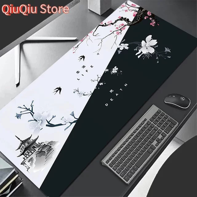 Potdemiel Gaming-Mauspad mit japanischem Kirschblüten-Pagoden-Design in Multicolour, extra groß und rutschfest - Bild 1