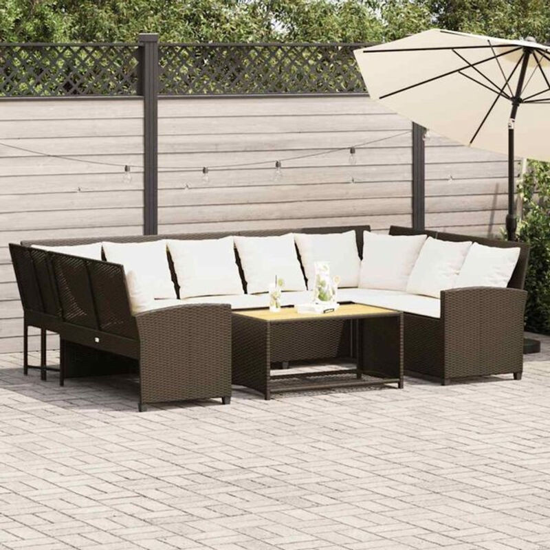 Gartensofa mit Kissen aus Polyrattan in Braun von Vidaxl - Bild 1