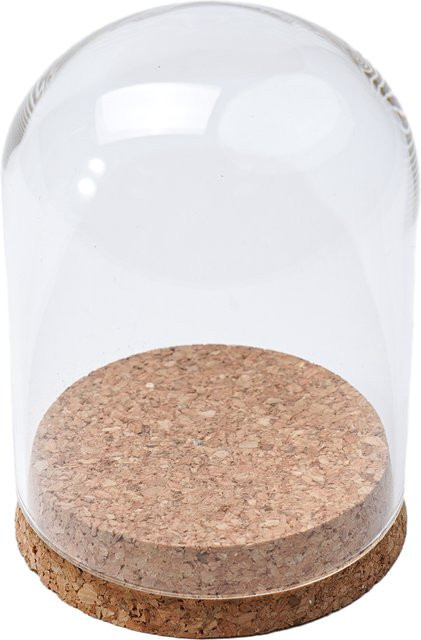 VIBRATITE Moderne Glaskuppel Abdeckung mit Holzbasis für Trockenblumen und Kunstwerke, Transparent, Rund - Bild 1