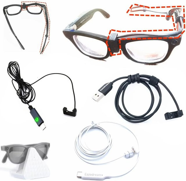 USB Typ-C Ladekabel für Ray-Ban Meta Gen 1 und Gen 2 Smart Glasses in Schwarz - Bild 1