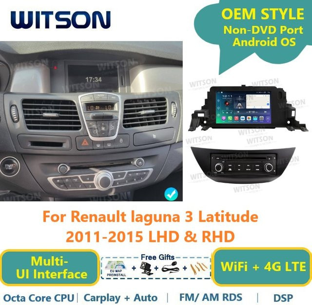 WITSON Android Auto Stereo für Renault Laguna 3 und Latitude 2011-2015 mit GPS, WiFi und Carplay in Schwarz - Bild 1