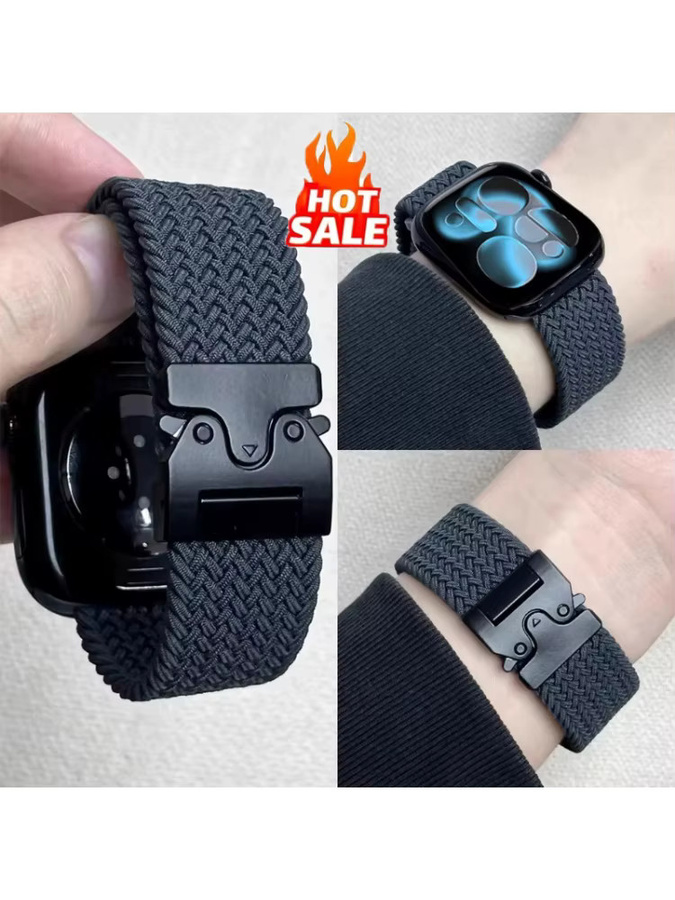 Correa Uhrenarmband, geflochtenes Textil/NATO, Schwarz, Unisex - Bild 3