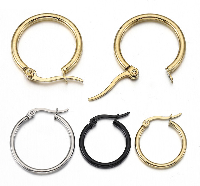 MINGXUAN Ohrringhaken, 316L Edelstahl, Offene Creolen, 15-40 mm - Bild 1