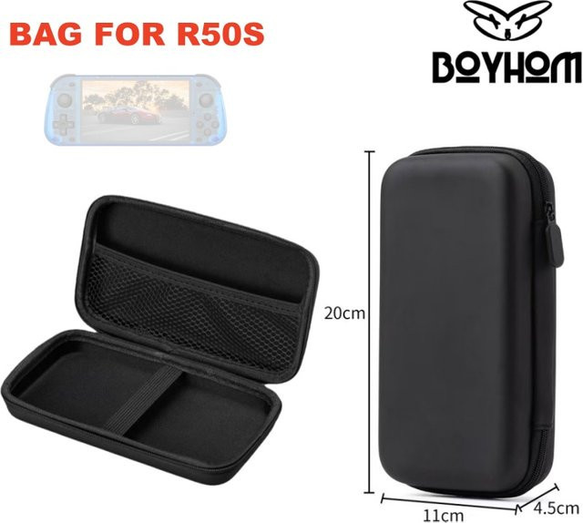 BOYHOM Tragbare Aufbewahrungstasche für die R50S Retro Handheld Videospielkonsole in Schwarz - Bild 1