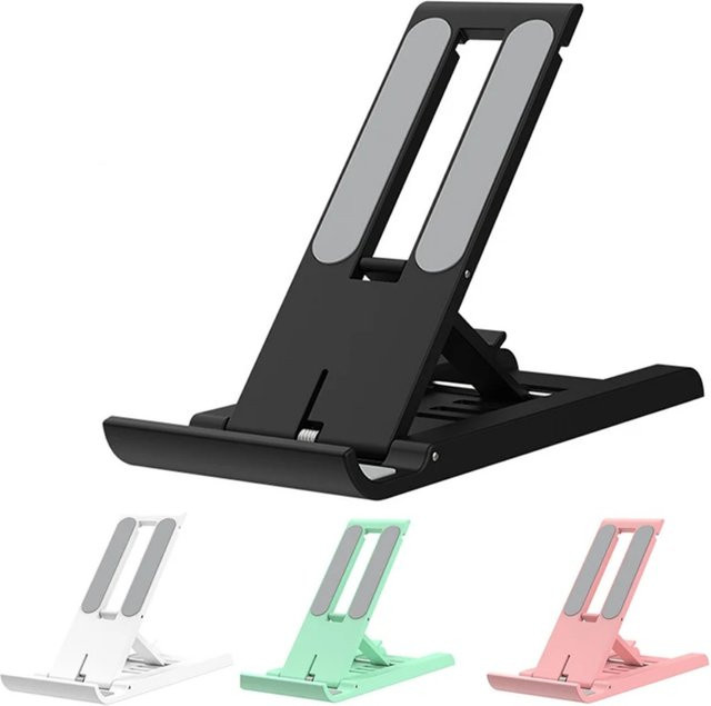 Tragbarer und faltbarer Handy-Ständer für iPad, iPhone und Samsung S23, skalierbarer Desktop-Halter in Weiß - Bild 1