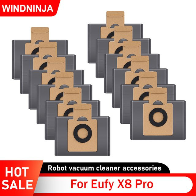 WINDNINJA Staubbeutel für Eufy X8 Pro Roboter Staubsauger, antimikrobielle und auslaufsichere Ersatzbeutel, Einwegbeutel - Bild 1