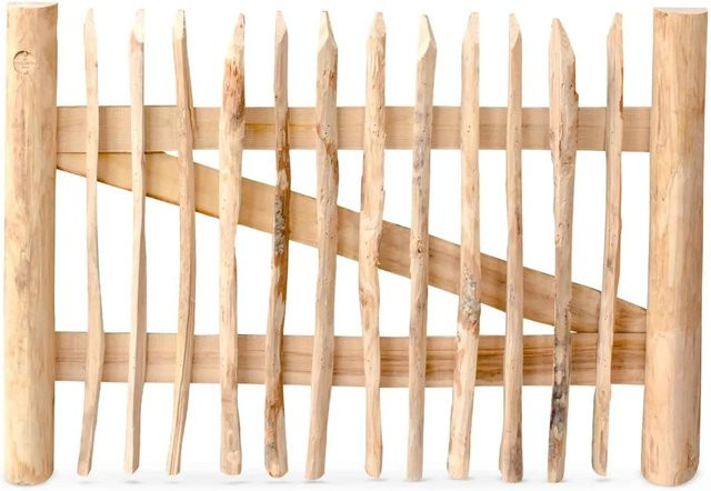 Stiltreu Genageltes Staketenzaun-Tor aus Edelkastanie in Braun, Breite: 120 cm, Höhe: 80 cm - Bild 1