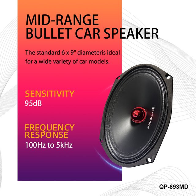 Q-PERTORS Auto-Stereo-Mitteltöner in Schwarz, 6x9 Zoll für deine Auto-Audio-Modifikation - Bild 1