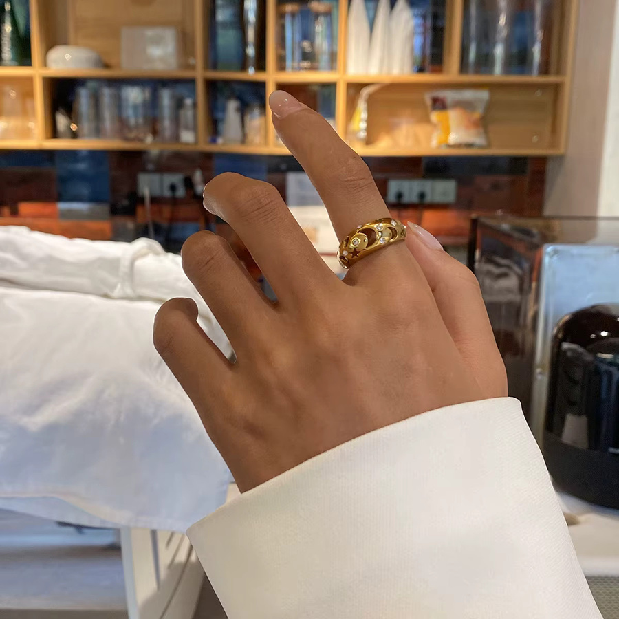 Erpels Ring, 750 Gold, Edelstahl, Mond Stern, Damen - Bild 3