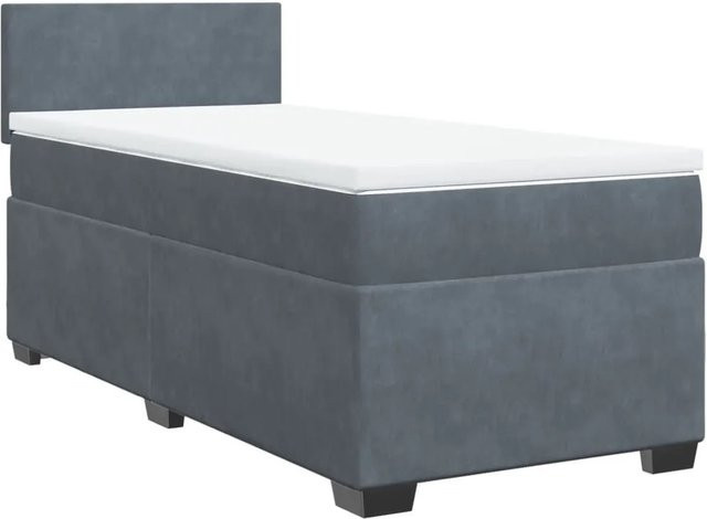 vidaXL Boxspringbett mit Matratze in Dunkelgrau aus Samt, Hybrid-Bett mit Taschenfederkern, B/T: 100 x 200 cm - Bild 1