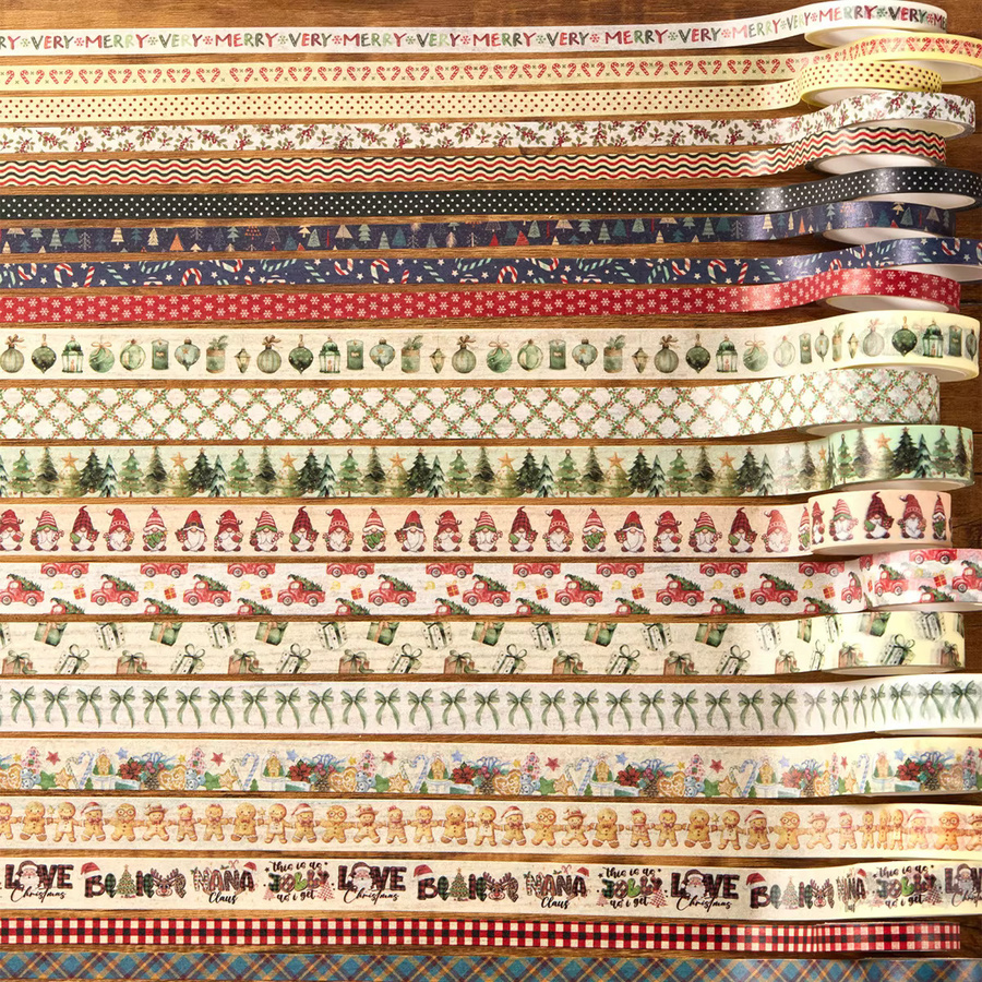 30 Rollen Weihnachts-Washi-Tape-Set in Multicolour mit Lebkuchenmann-Muster für Scrapbooking und DIY-Geschenkverpackungen - Bild 3