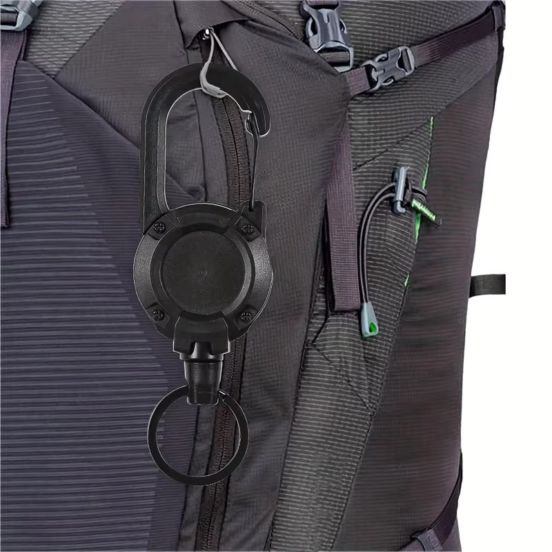 Robuste ausziehbare Schlüsselanhänger mit Karabiner und Clip-Halterung in Schwarz für Herren und Outdoor-Taschen - Bild 5