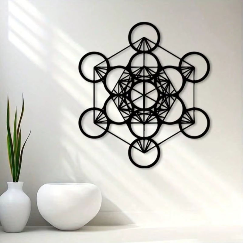 CIFBUY Metatron-Würfel Wandkunst aus Metall im Vintage-Stil mit Heiliger Geometrie als Wandbild zur Wohnungsdekoration - Bild 3
