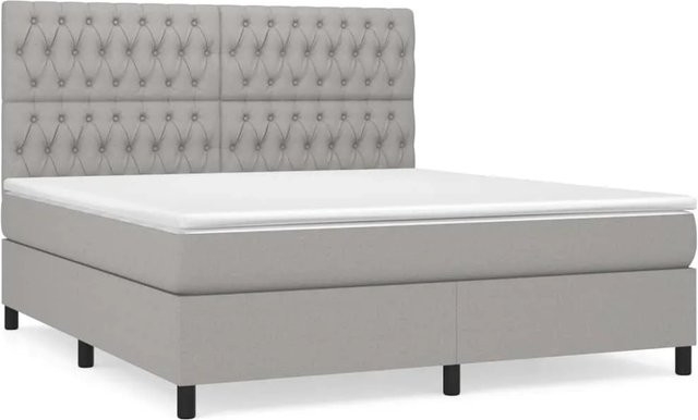 vidaXL Boxspringbett mit Matratze und Taschenfedern in Grau, B/T/H: 180 x 200 x 118 cm - Bild 1