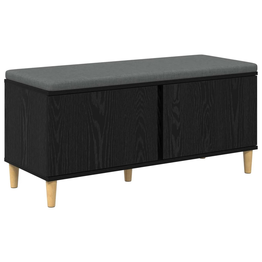 vidaXL Flurbank mit Kissen und Schuhregal in Schwarzer Eiche, B/T/H: 100 x 38 x 46 cm - Bild 2