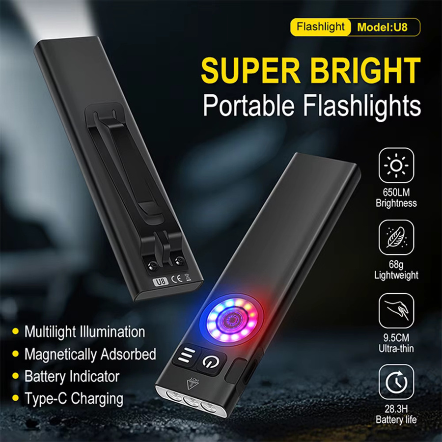 KENSUN LED-Taschenlampe in Schwarz mit USB-C-Aufladung und COB-Beleuchtung aus Aluminium - Bild 2