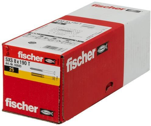 Fischer SXS Langschaftdübel aus Nylon für Beton, Durchmesser: 8 mm, Länge: 190 mm, 25 Stück, Farbe: Rot - Bild 1