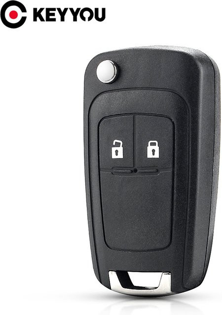 KEYYOU Ersatz-Flip-Schlüsselgehäuse mit Z-Nut für Opel Astra J Corsa E Insignia, 2 Tasten, Schwarz - Bild 1