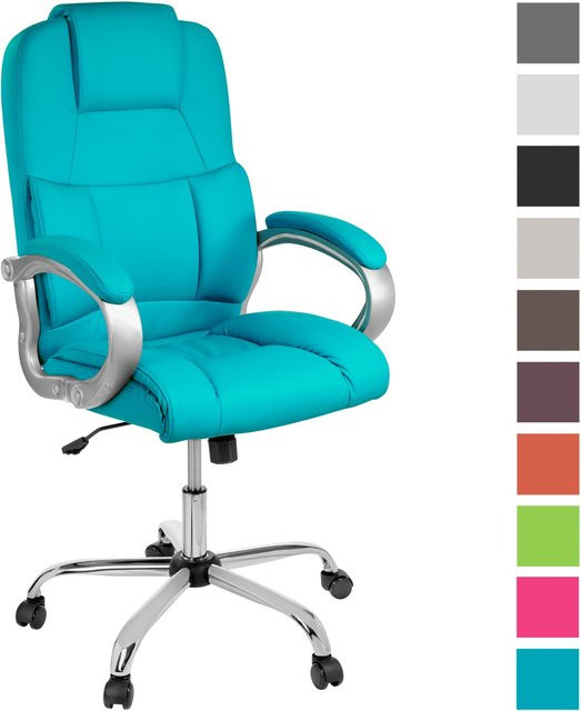 TPFLiving Premium XXL-Bürostuhl DENVER Executive Chair aus Kunstleder in Hellblau mit Armlehnen und Rollen, belastbar bis 210 kg - Bild 1