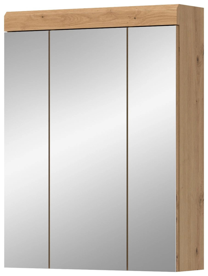 Spiegelschrank Shawn für das Badezimmer in Eiche, mit LED-Beleuchtung und Glasfront, B/H/T: 60 x 79 x 19 cm - Bild 3