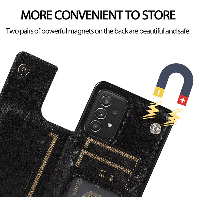 Ulita Plus Luxus Leder Handyhülle mit Kartenfach für Samsung Galaxy S25 S24 S23 A56 A55 A36 A54 A35 A16 in Schwarz - Bild 3