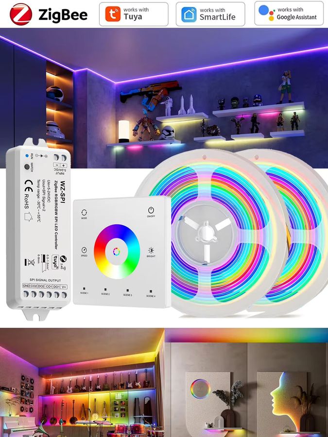 CENFAYA Tuya Zigbee COB RGBIC LED Streifen 24V mit Traumfarbe, adressierbares IC-Licht, kompatibel mit Alexa, Google Assistant und SmartThings - Bild 4