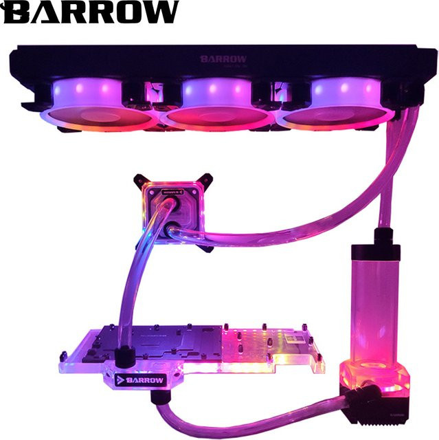 Barrow DIY Computer Wasserkühlungsset mit 360 mm Kühler, G1/4 CPU/GPU Block, Pumpe, Reservoir und 120 mm Lüfter in Multicolour - Bild 1