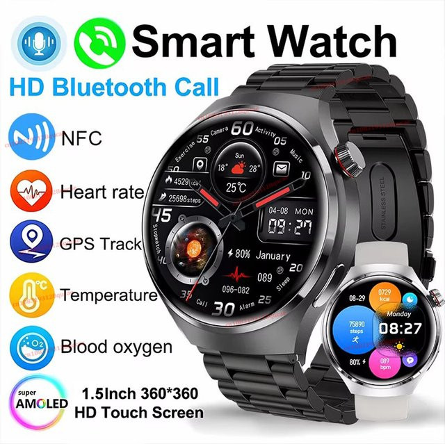 Ola Esporte Hw12 Smartwatch für Herren in Schwarz mit AMOLED HD-Bildschirm, GPS, Herzfrequenzmessung und Bluetooth-Anrufen, IP68 wasserdicht - Bild 1