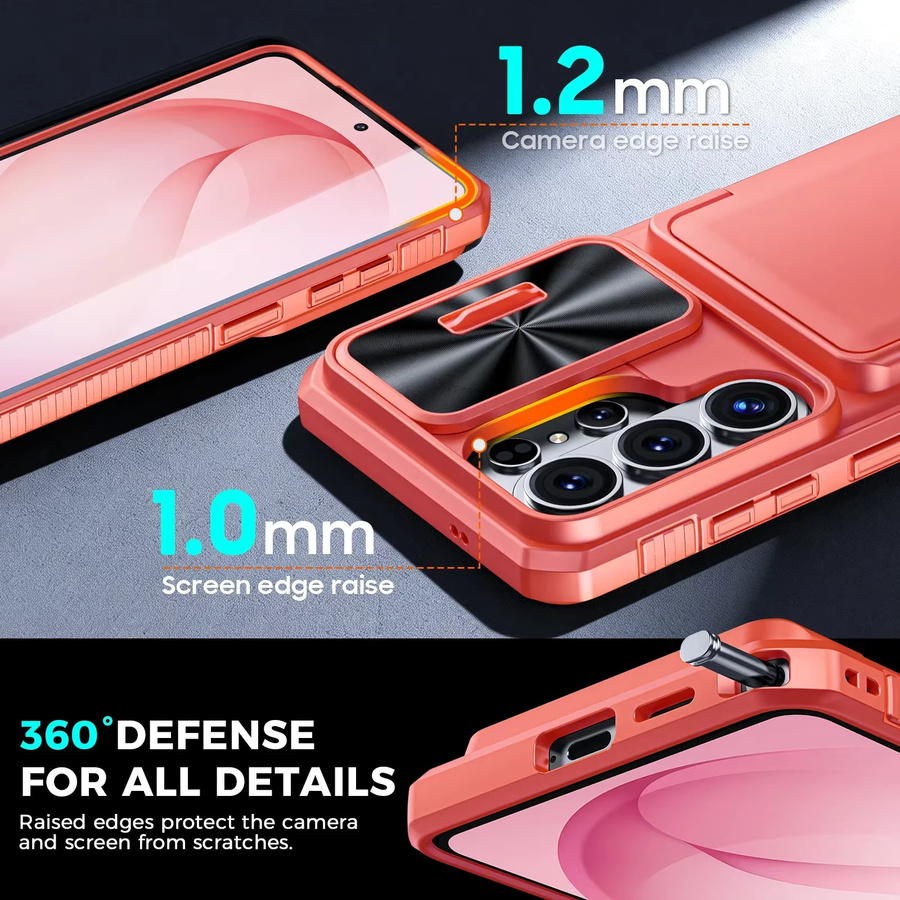 BANGZAO Silikon-Brieftasche mit RFID-Schutz und Kartenhalter als stoßfeste Kamera-Schutzhülle für dein Galaxy S26 Ultra in Rosa - Bild 5