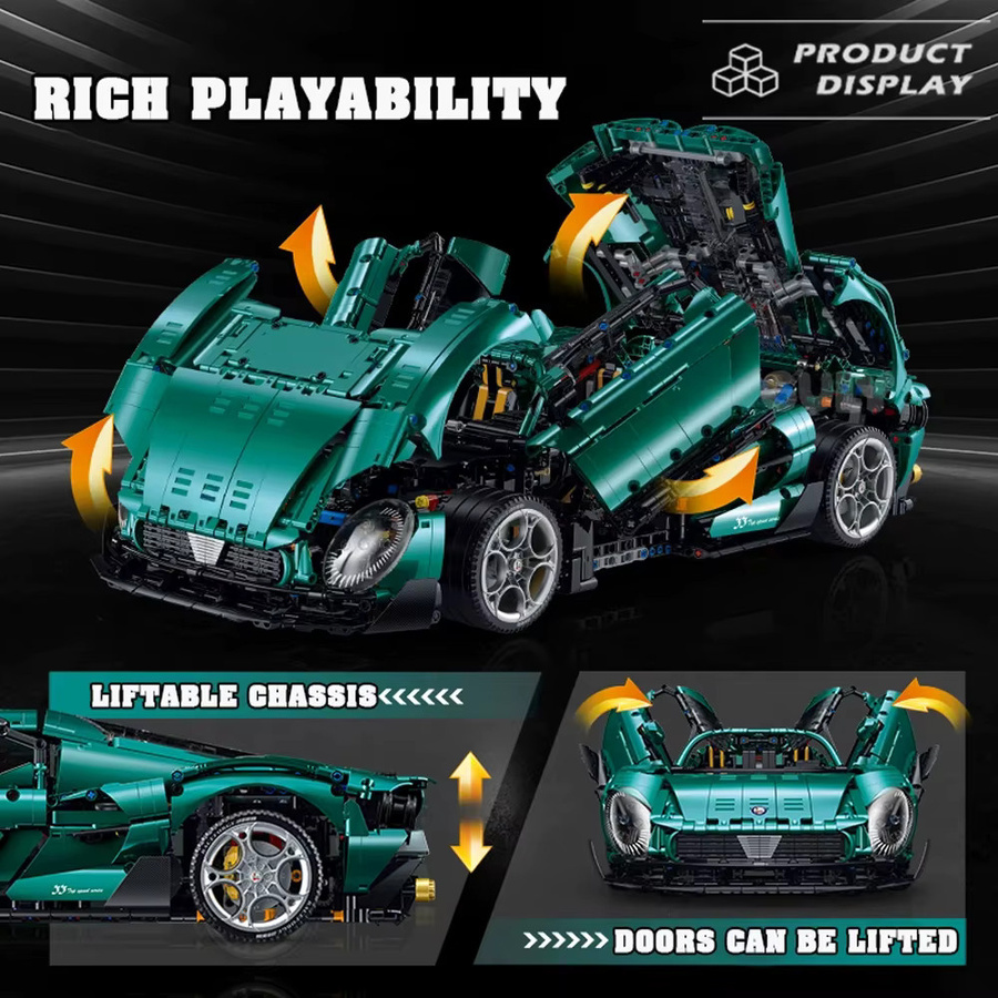 Yangkili Supercar Fahrzeug, Bausteine, Maßstab 1:8 - Bild 4