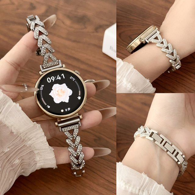 Uhrenarmband Edelstahl, Silber, Diamant, Zirkonia, Unisex - Bild 1
