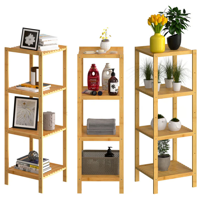 Casaria Standregal aus Bambus in Braun, H x B x T: 110 x 33 x 33 cm - Bild 4