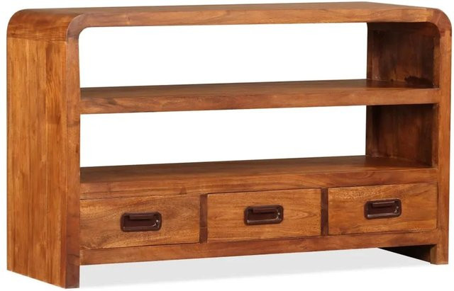 vidaXL TV-Schrank aus Massivholz Akazie in Braun, Rustikaler Wohnzimmerschrank, B/T/H: 90 x 30 x 55 cm - Bild 1