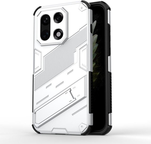 OnePlus 15 Handyhülle im Punk-Stil mit Vollschutz-Rüstungsabdeckung und Ständerhalterung in Weiß - Bild 1
