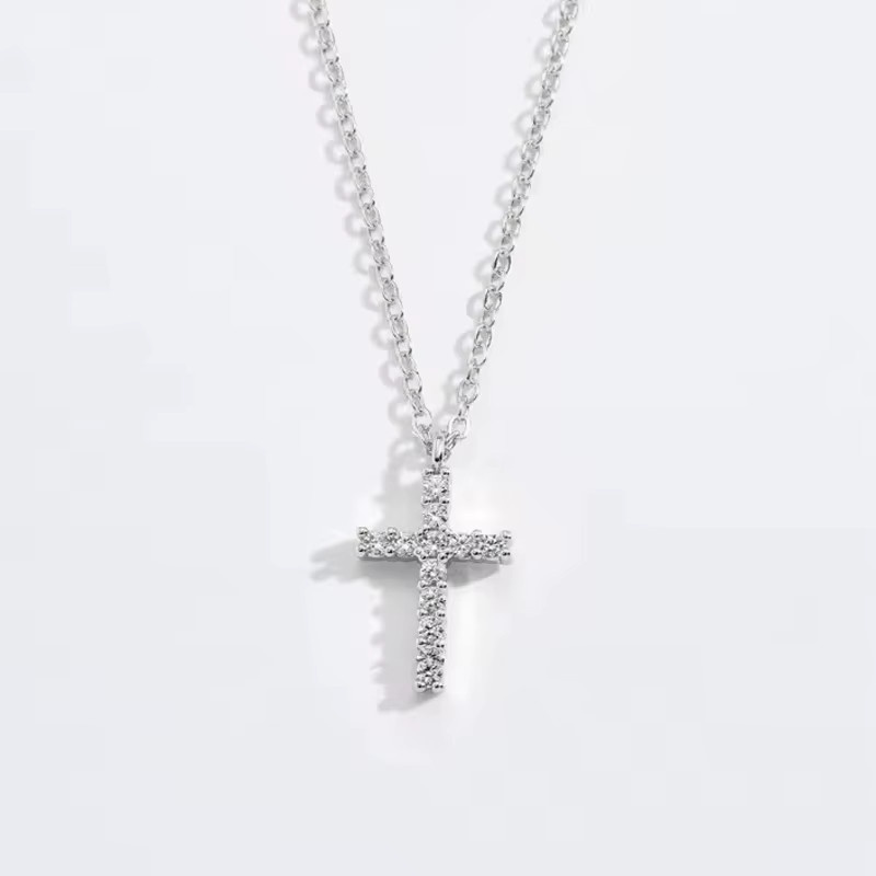 IOGOU Halskette mit Kreuzanhänger, Silber, Diamant, Damen - Bild 1