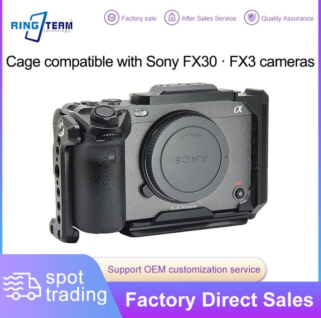 Sony Kamerakäfig aus massivem Metall mit Kaltschuhhalterungen für FX30 und FX3 in Schwarz - Bild 1