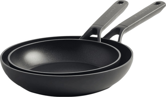 KitchenAid Classic Forged Bratpfannenset aus Aluminium mit Keramikbeschichtung, Schwarz, Durchmesser: 24 cm und 28 cm - Bild 1