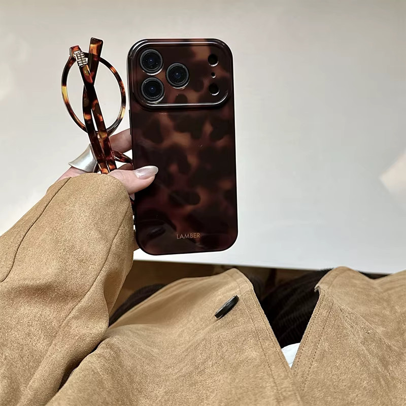 Glänzende Vintage Leoparden Handyhülle für Samsung Galaxy S20 S21 S22 S23 S24 S25 FE Plus Note20 Ultra 4G 5G in Braun aus hartem PC-Material - Bild 2