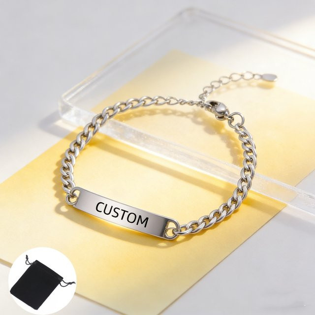 Kubanisches Kettenarmband Edelstahl, Silber, Unisex, 5 mm - Bild 1
