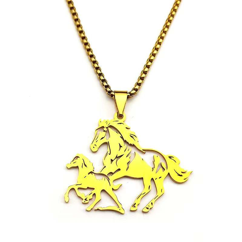 AFAWA Halskette Pferd, Edelstahl, Gold, Unisex - Bild 4