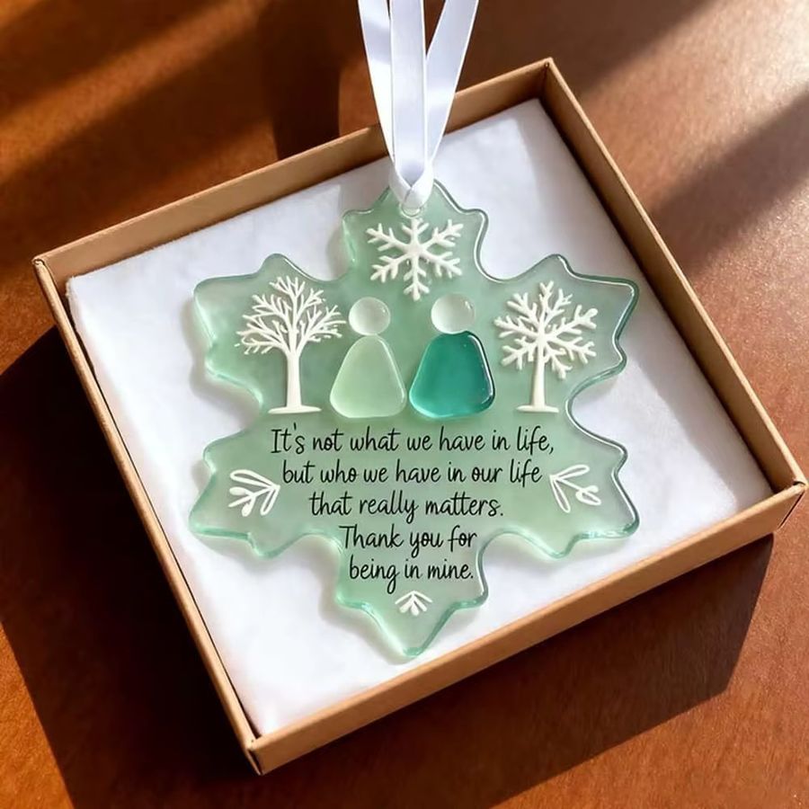 DUTRIEUX Weihnachtsbaumschmuck aus Acryl in Schneeflocken-Design, Weiß, Flache Winterdekoration - Bild 2