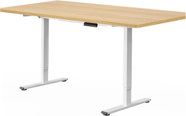 FlexiSpot Höhenverstellbarer Schreibtisch mit elektrischem Motor, Ahorn und Weiß, B: 166,9 cm, T: 85,8 cm, H: 6,2 cm - Bild 1