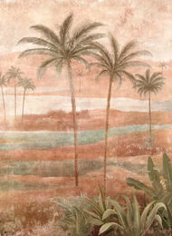 Draa Palms Bamboo Wandekoration mit Palmen- und Bambusmotiven in Rosa und Mehrfarbig - Bild 1