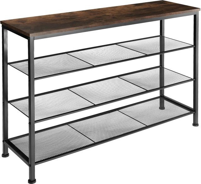 tectake Schuhregal im Industrial Style aus Stahl und MDF in Braun, B/T/H: 100 x 30,5 x 72,5 cm - Bild 2
